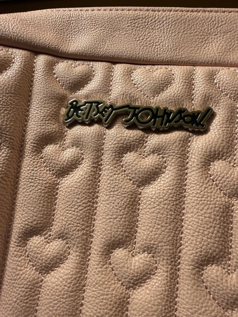 Betsey Johnson Quilted Heart Baby Pink Makeup Wristlet Bag